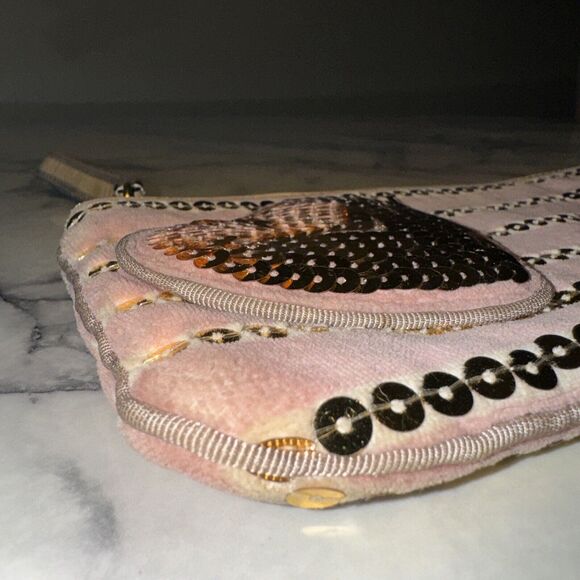 Y2K Juicy Couture Velvet Wristlet Handbag Wallet Pink Rose Gold Valentines Day - Picture 2 of 12